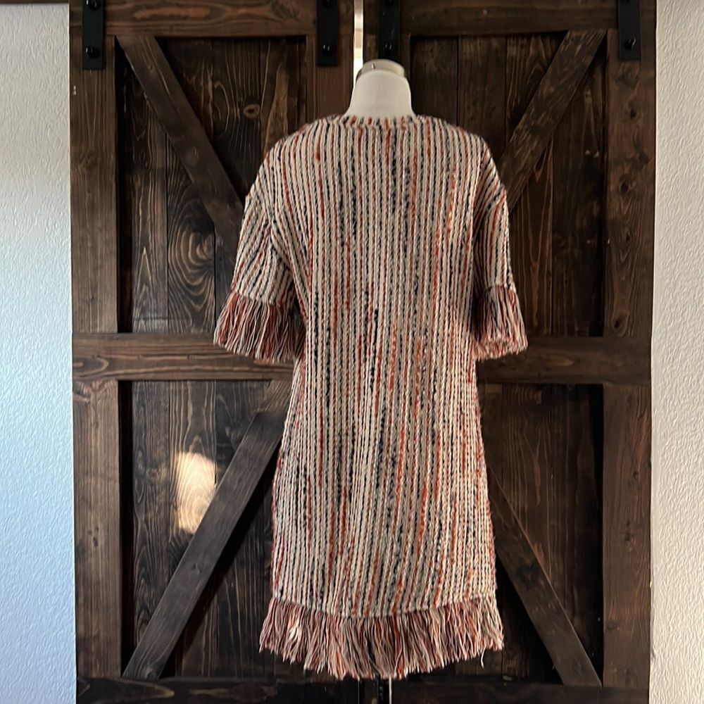 Textured Fringe Shift Dress in Pink Multi - Picture 5 of 12